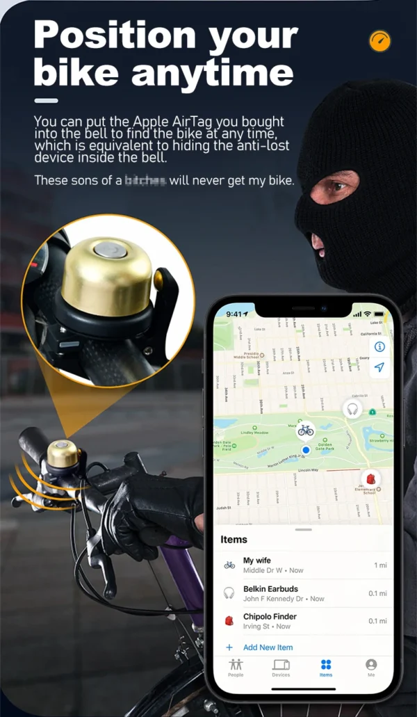 Elegant Anti-Theft Bike Bell for Safety and Style